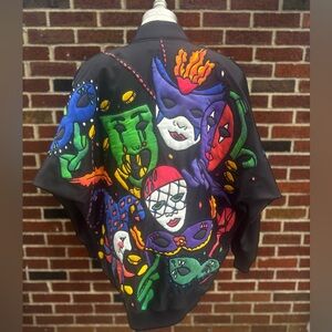 SilkScapes Vintage 80’s 90’s Mardi Gras Jacket | Silk appliqué | Petite/Small